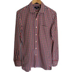 J. Crew 80's 2 Ply Red White Blue Check Shirt 15- 15 1/2 Medium